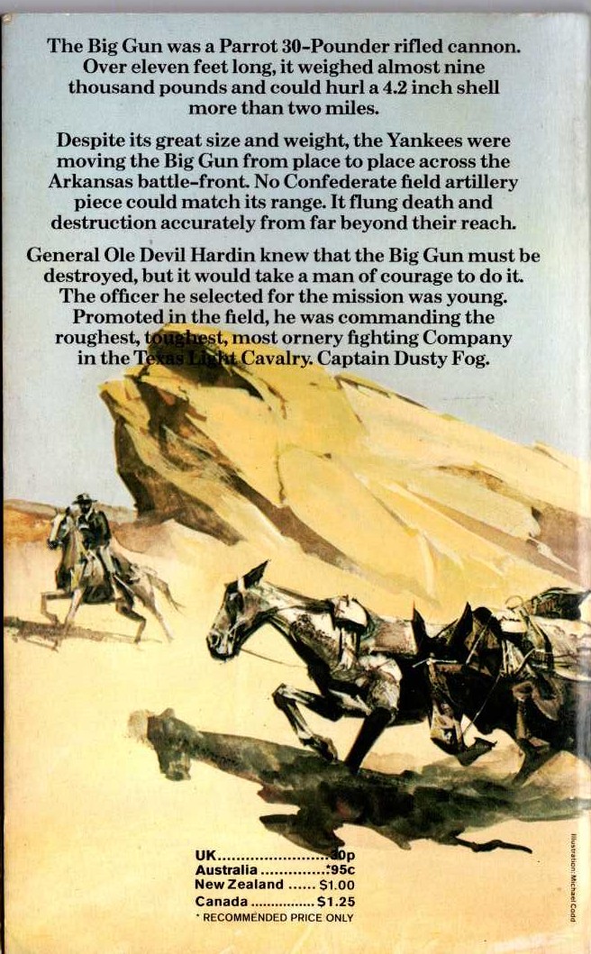 J.T. Edson  THE BIG GUN magnified rear book cover image
