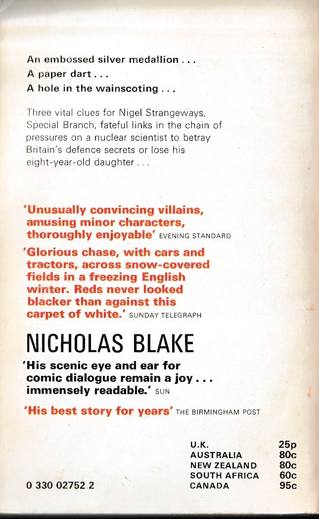 Nicholas Blake  THE SAD VARIETY magnified rear book cover image