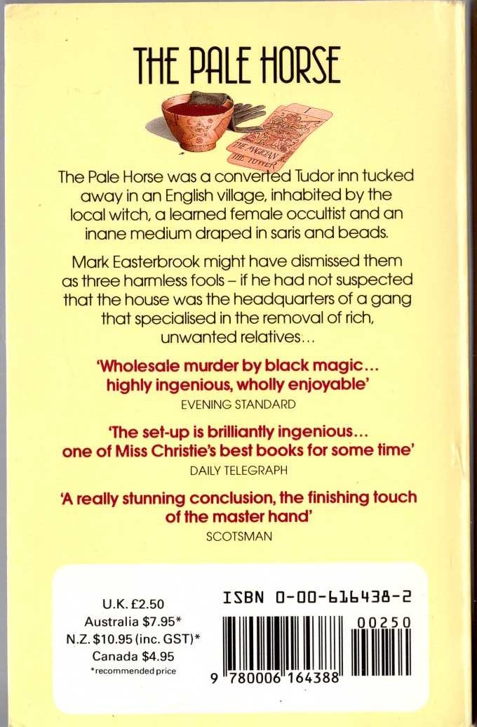 Agatha Christie  THE PALE HORSE magnified rear book cover image