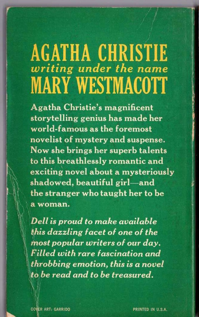 Mary Westmacott  UNFINISHED PORTRAIT magnified rear book cover image