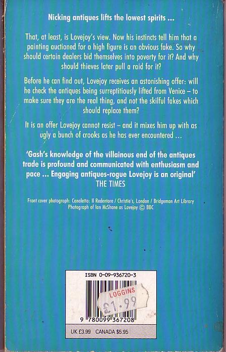 Jonathan Gash  THE GONDALA SCAM magnified rear book cover image