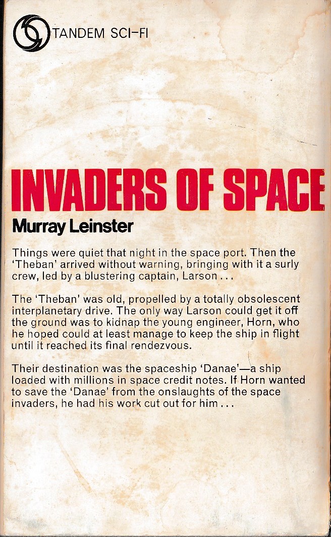 Murray Leinster  INVADERS OF SPACE magnified rear book cover image
