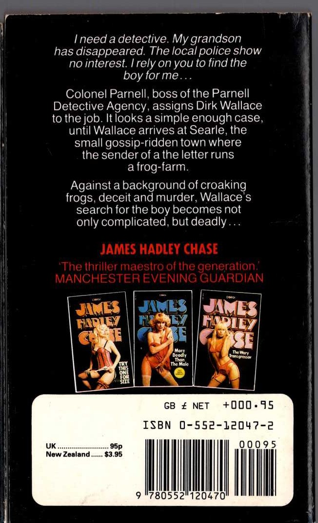 James Hadley Chase  HAND ME A FIG LEAF magnified rear book cover image