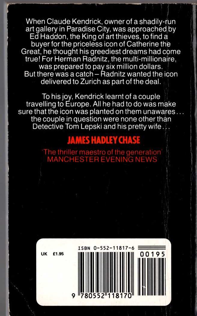 James Hadley Chase  TRY THIS ONE FOR SIZE magnified rear book cover image