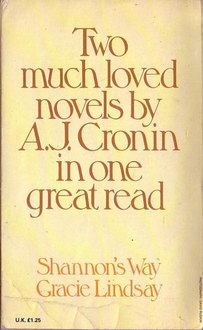 A.J. Cronin  SHANNON'S WAY and GRACIE LINDSAY (Double volume) magnified rear book cover image