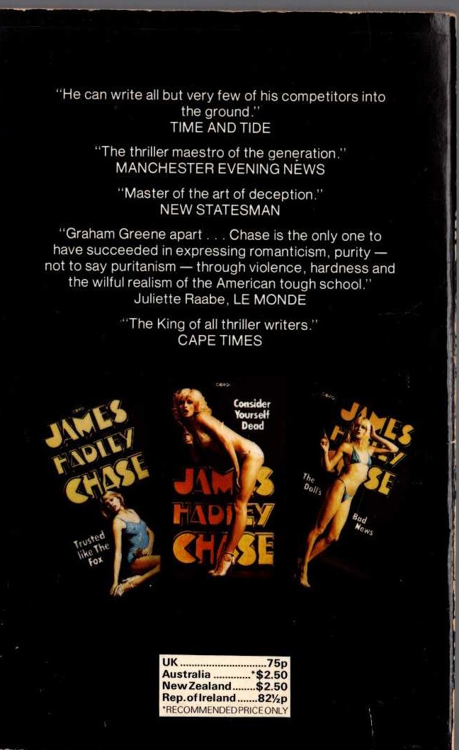 James Hadley Chase  TELL IT TO THE BIRDS magnified rear book cover image