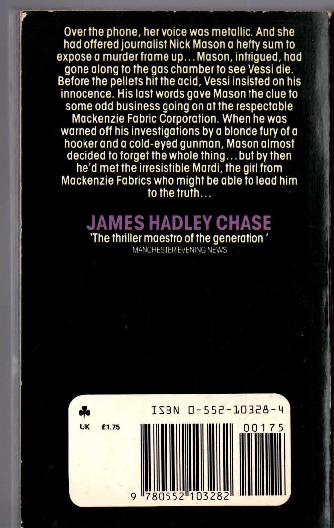 James Hadley Chase  LADY - HERE'S YOUR WREATH magnified rear book cover image