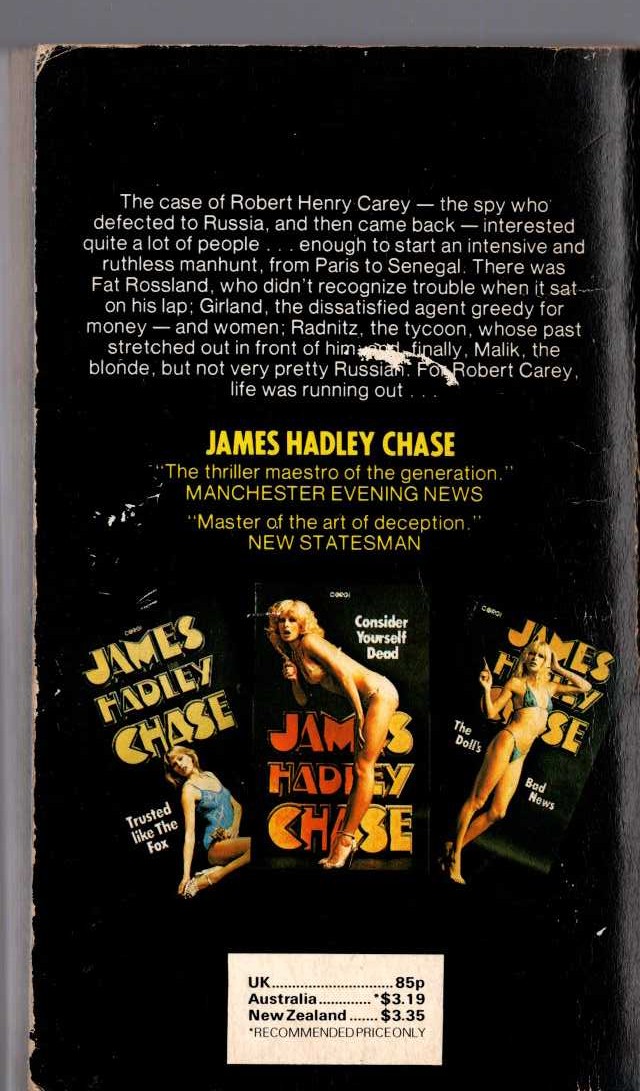 James Hadley Chase  THIS IS FOR REAL magnified rear book cover image