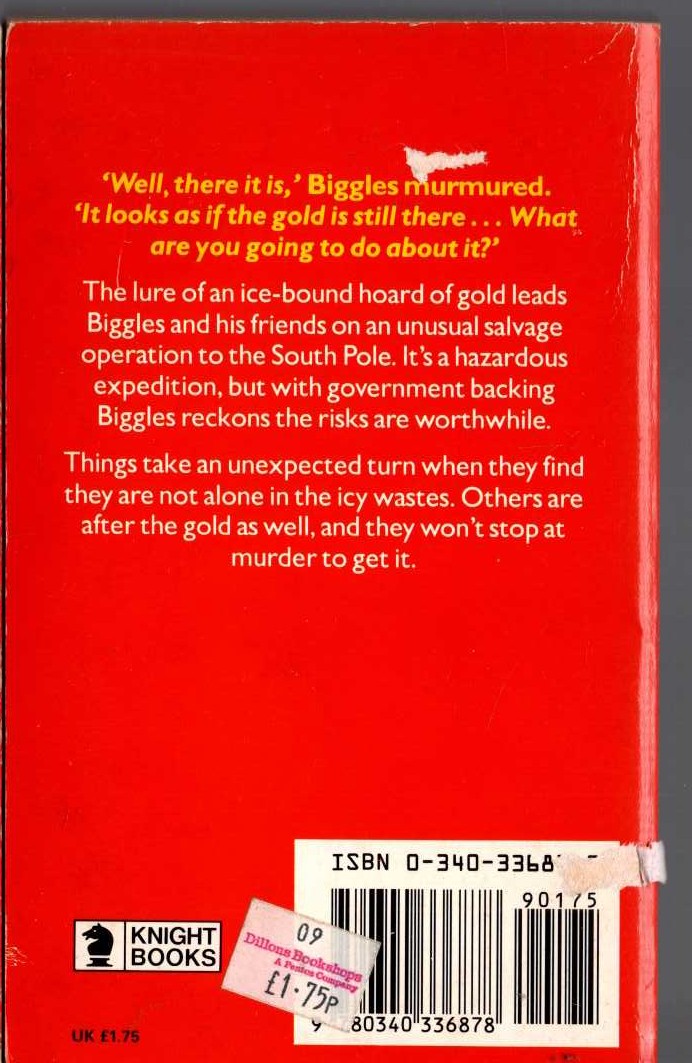 Captain W.E. Johns  BIGGLES BREAKS THE SILENCE magnified rear book cover image