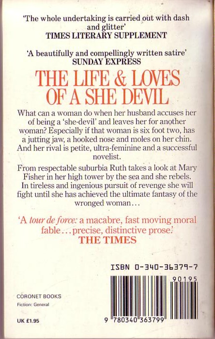 Fay Weldon  THE LIFE AND LOVES OF A SHE-DEVIL magnified rear book cover image