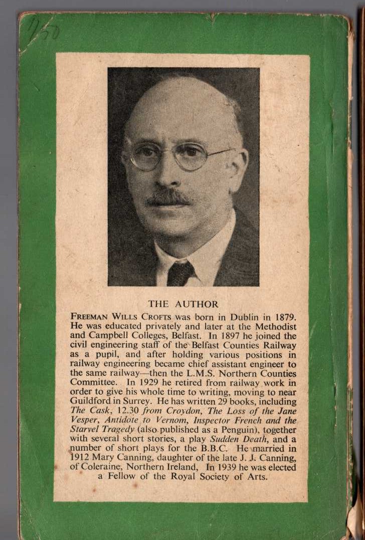 Freeman Wills Crofts  THE PIT PROP SYNDICATE magnified rear book cover image
