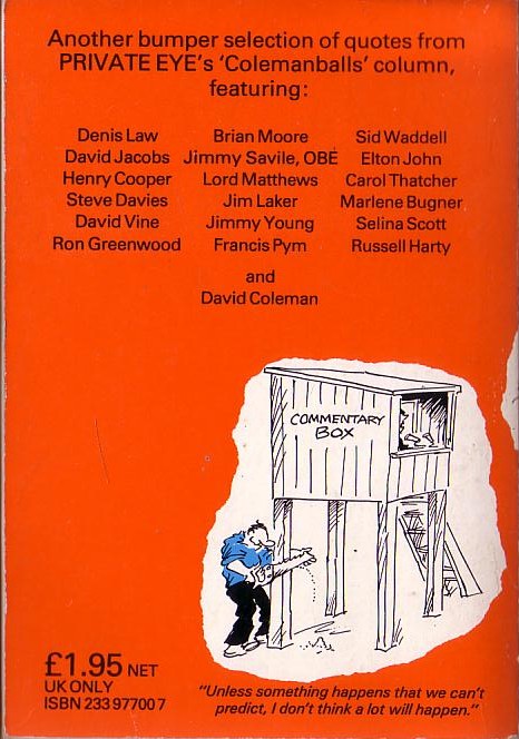 Private Eye   PRIVATE EYE'S COLEMANBALLS 2 magnified rear book cover image