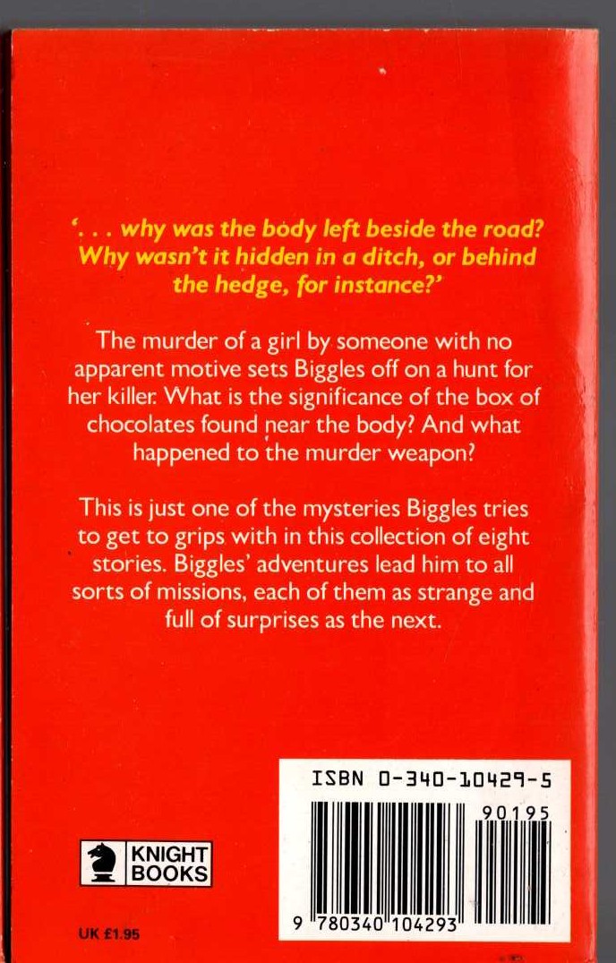 Captain W.E. Johns  BIGGLES INVESTIGATES magnified rear book cover image