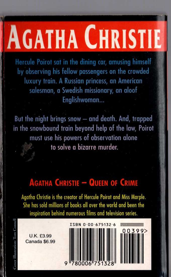 Agatha Christie  MURDER ON THE ORIENT EXPRESS magnified rear book cover image