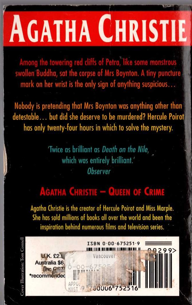 Agatha Christie  APPOINTMENT WITH DEATH magnified rear book cover image