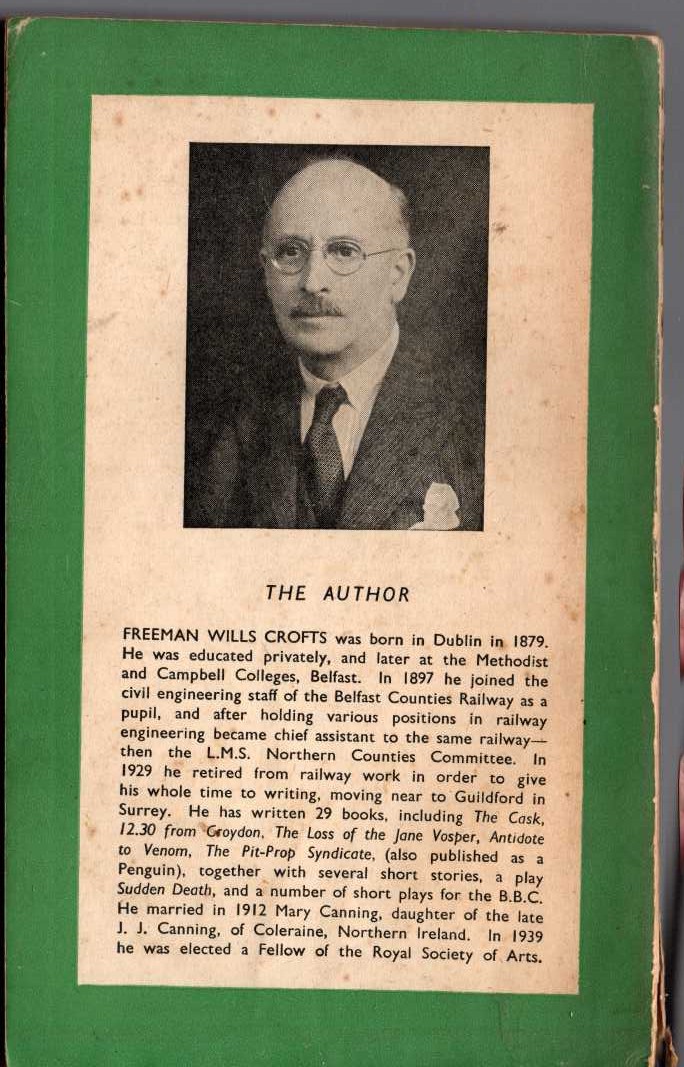 Freeman Wills Crofts  THE GROOTE PARK MURDER magnified rear book cover image