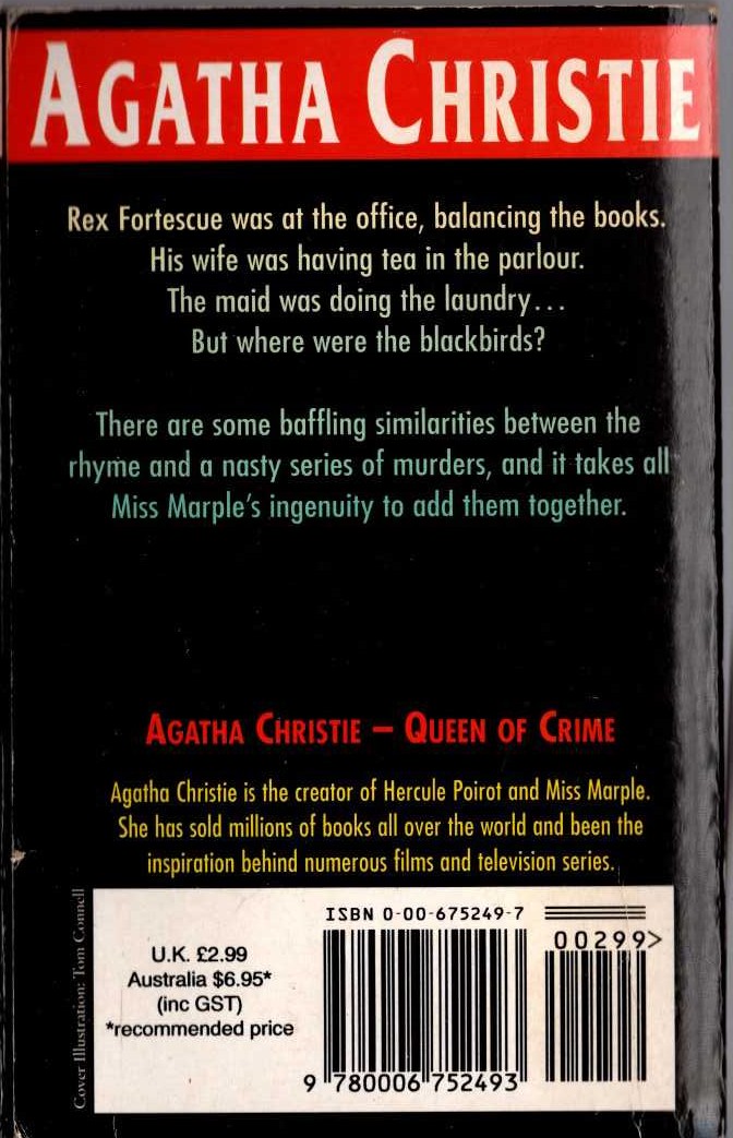 Agatha Christie  A POCKETFUL OF RYE magnified rear book cover image