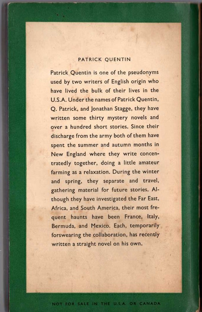 Patrick Quentin  THE FOLLOWER magnified rear book cover image