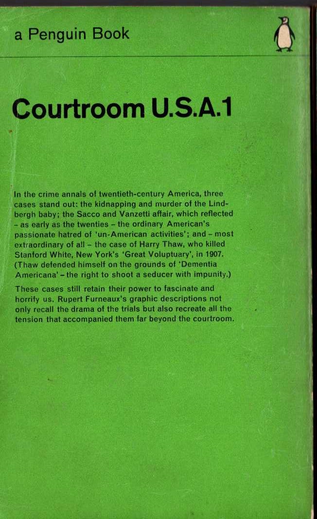 Rupert Furneaux  COURTROOM U.S.A. 1 magnified rear book cover image