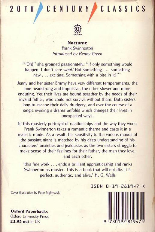 Frank Swinnerton  NOCTURNE magnified rear book cover image
