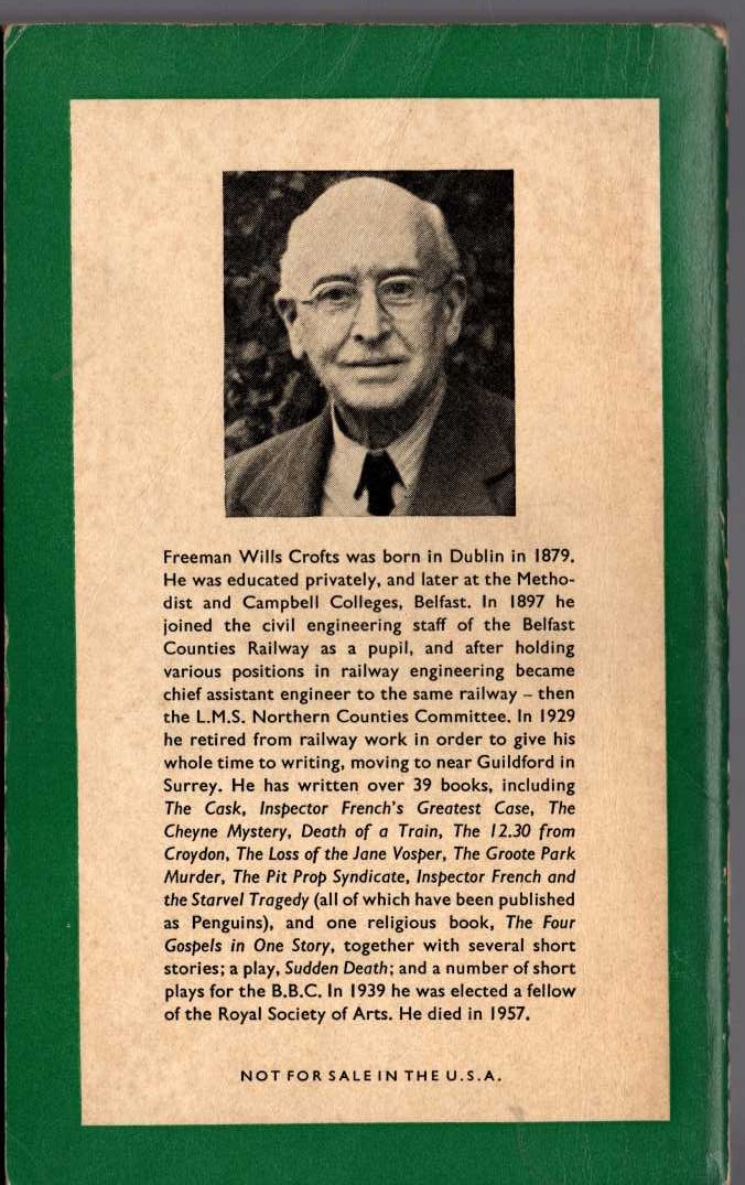 Freeman Wills Crofts  CRIME AT GUILDFORD magnified rear book cover image