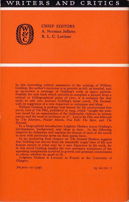(Leighton Hodson) [WILLIAM] GOLDING magnified rear book cover image