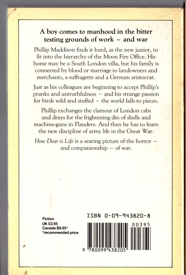Henry Williamson  HOW DEAR IS LIFE magnified rear book cover image