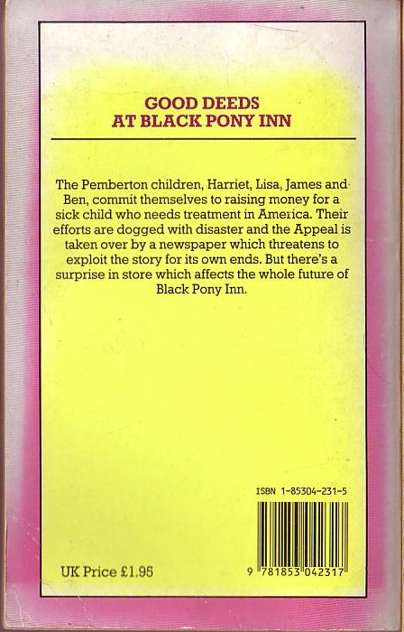 Christine Pullein-Thompson  GOOD DEEDS AT BLACK PONY INN magnified rear book cover image