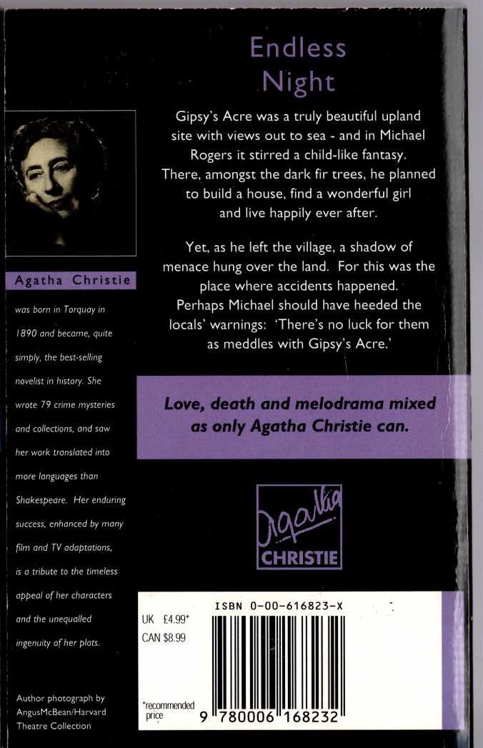 Agatha Christie  ENDLESS NIGHT magnified rear book cover image