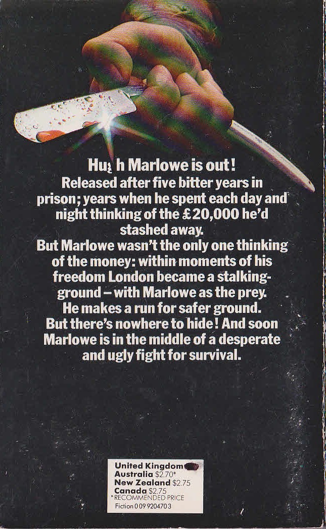 Harry Patterson  THE THOUSAND FACES OF NIGHT magnified rear book cover image