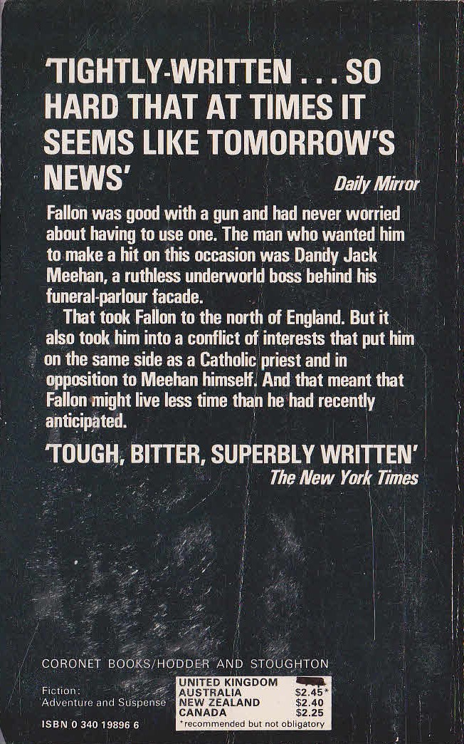 Jack Higgins  A PRAYER FOR THE DYING magnified rear book cover image