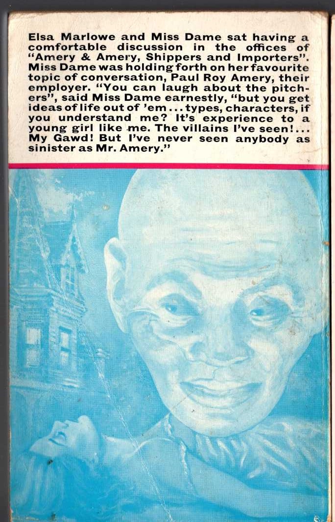 Edgar Wallace  THE SINISTER MAN magnified rear book cover image
