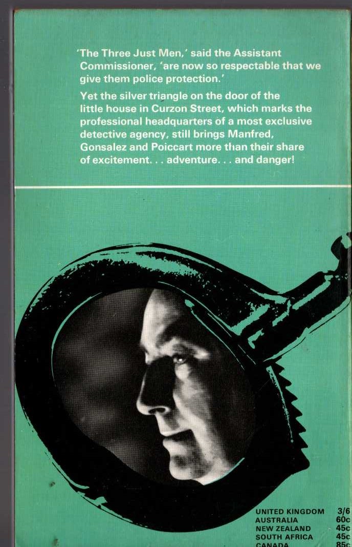 Edgar Wallace  AGAIN THE THREE magnified rear book cover image