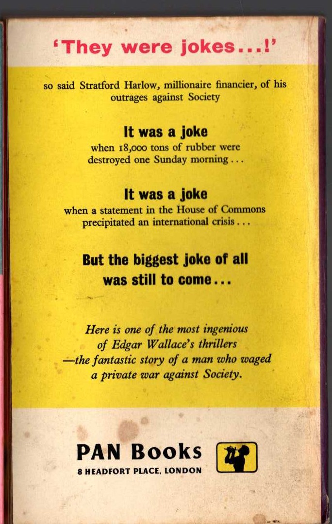 Edgar Wallace  THE JOKER magnified rear book cover image