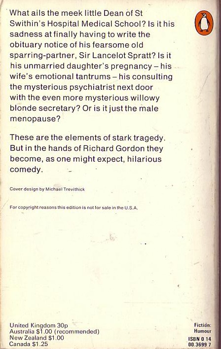 Richard Gordon  DOCTOR ON THE BRAIN magnified rear book cover image