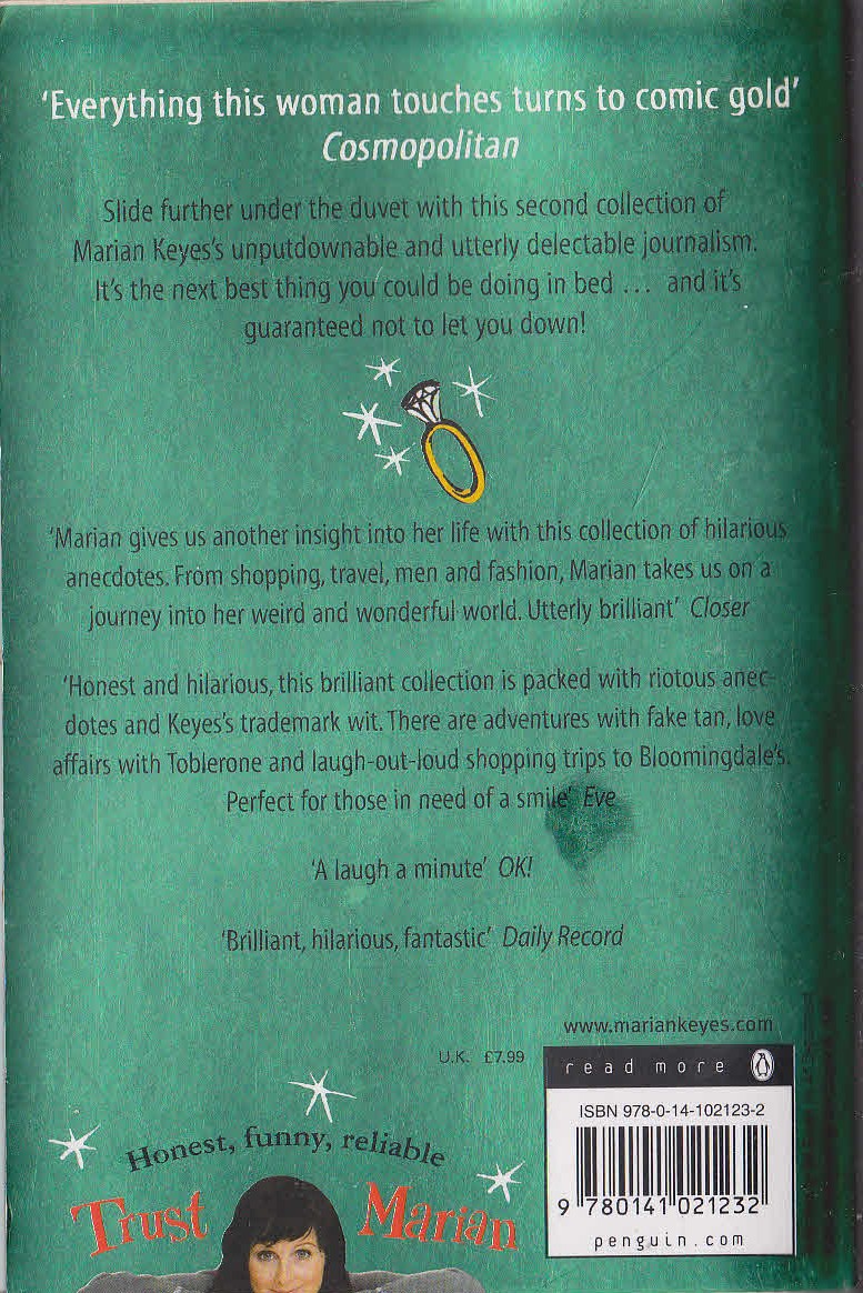 Marian Keyes  FURTHER UNDER THE DUVET magnified rear book cover image