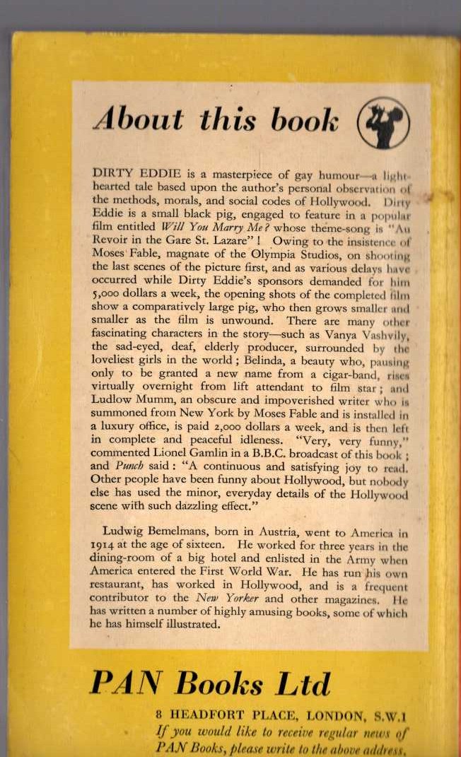 Ludwig Bemelmans  DIRTY EDDIE magnified rear book cover image