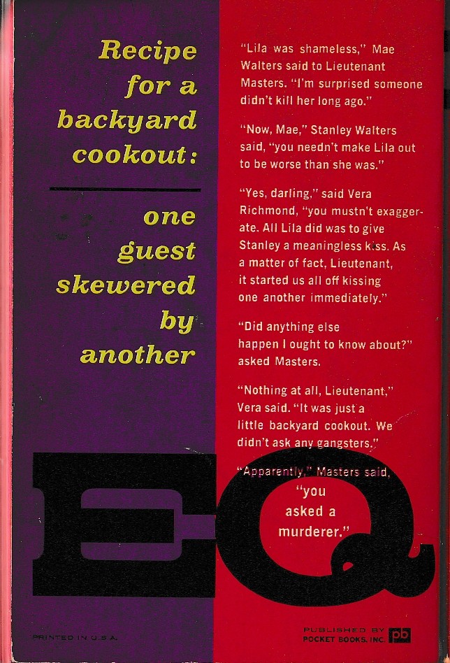 Ellery Queen  BLOW HOT, BLOW COLD magnified rear book cover image