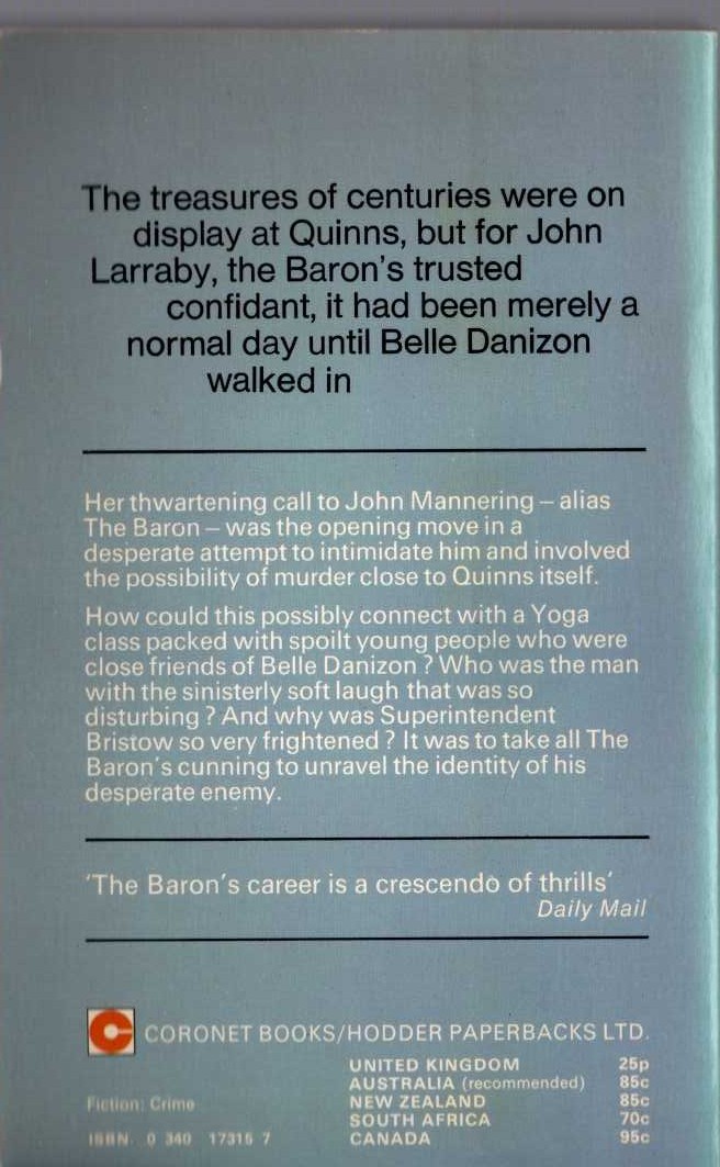 Anthony Morton  LAST LAUGH FOR THE BARON magnified rear book cover image