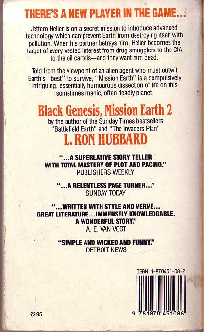 L.Ron Hubbard  Mission Earth 2: BLACK GENESIS magnified rear book cover image