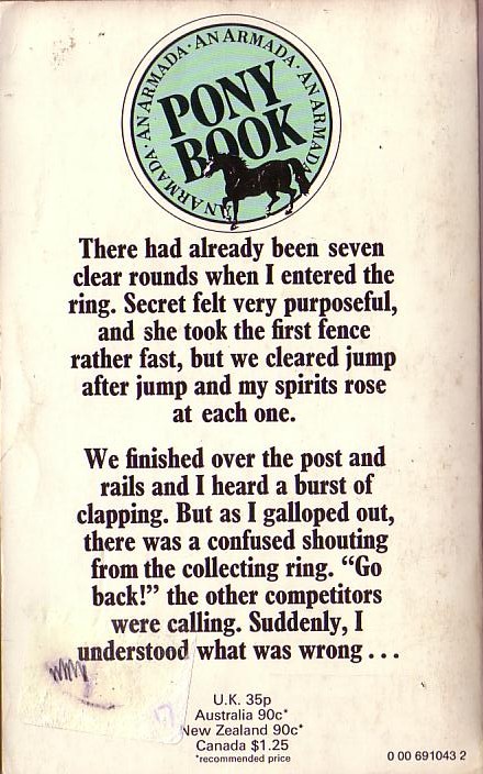 Josephine Pullein-Thompson  SHOW JUMPING SECRET magnified rear book cover image