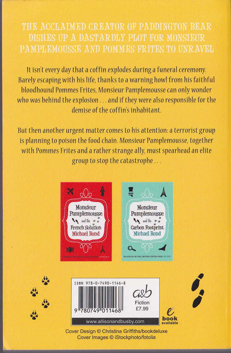 Michael Bond  MONSIEUR PAMPLEMOUSSE AND THE MILITANT MIDWIVES magnified rear book cover image