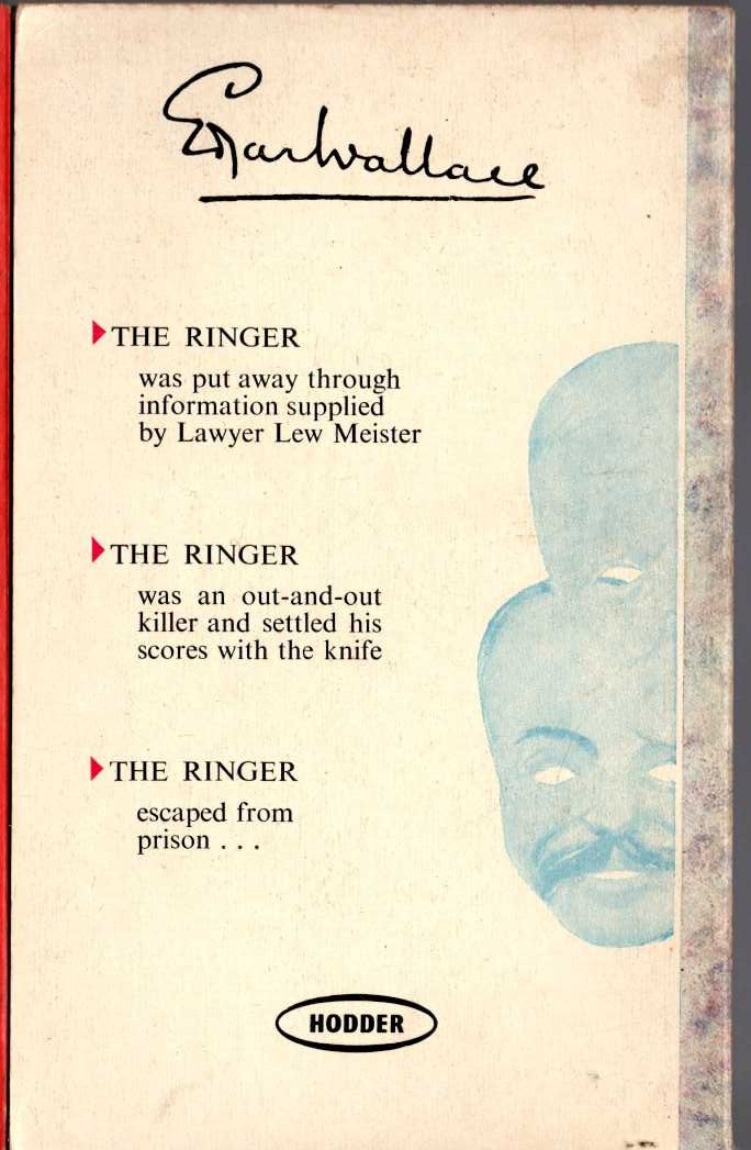 Edgar Wallace  THE RINGER magnified rear book cover image