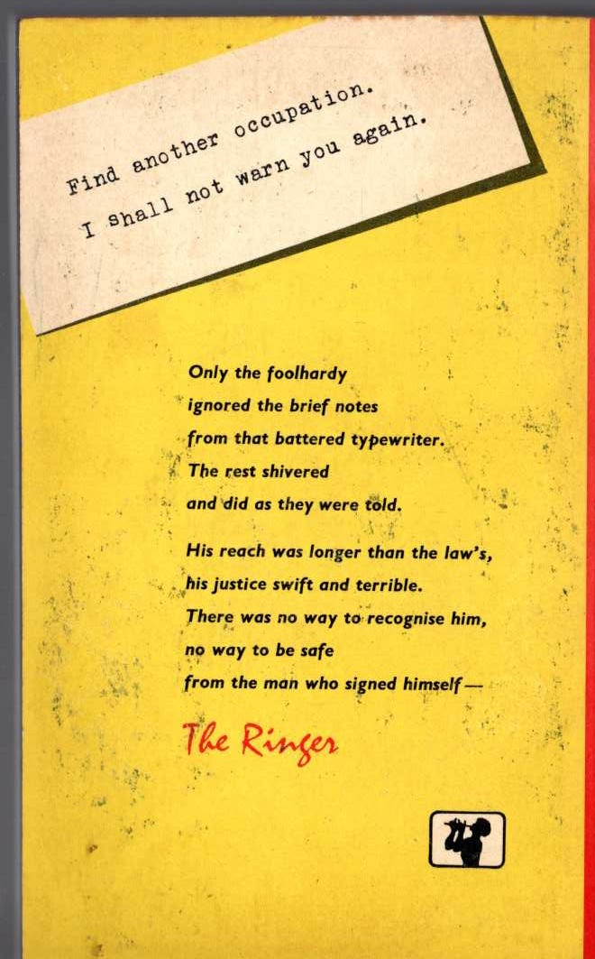 Edgar Wallace  AGAIN THE RINGER magnified rear book cover image