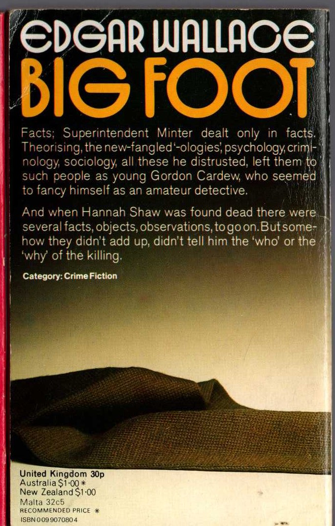Edgar Wallace  BIG FOOT magnified rear book cover image