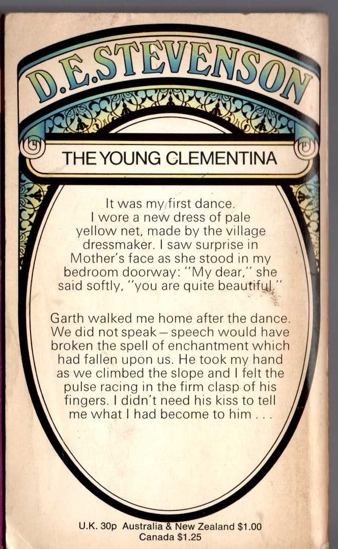 D.E. Stevenson  THE YOUNG CLEMENTINA magnified rear book cover image