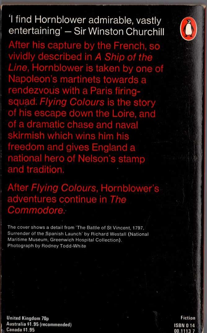 C.S. Forester  FLYING COLOURS magnified rear book cover image