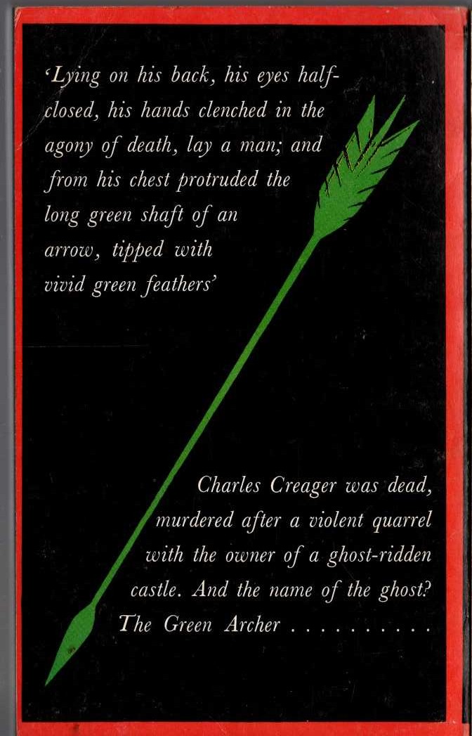 Edgar Wallace  THE GREEN ARCHER magnified rear book cover image