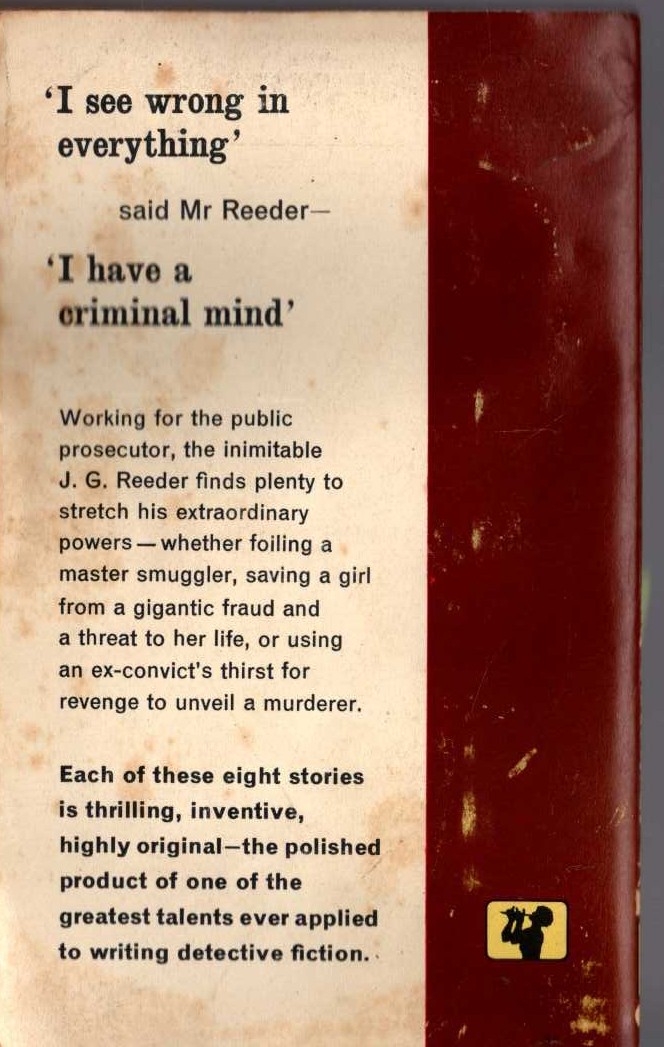 Edgar Wallace  THE MIND OF MR.J.G.REEDER magnified rear book cover image