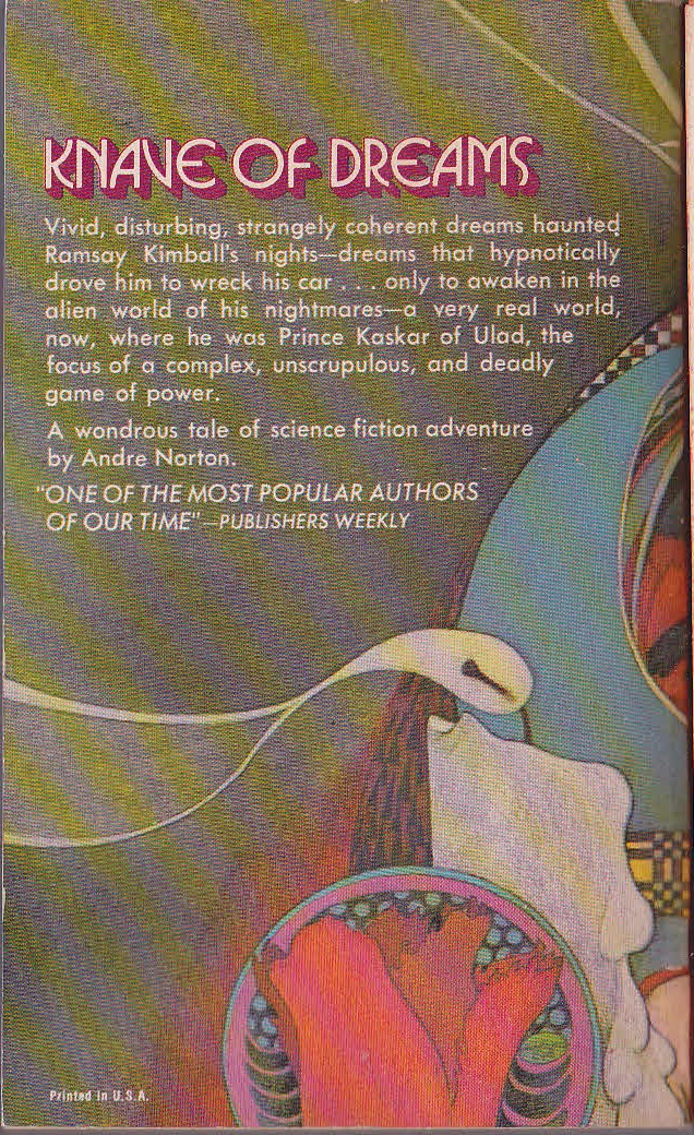 Andre Norton  KNAVE OF DREAMS magnified rear book cover image